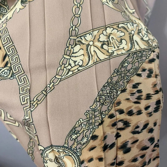 Vtg Alfred Dunner Womens Tan Pleated Skirt 12 Leopard Print Petite Quiet Luxury - Picture 6 of 7